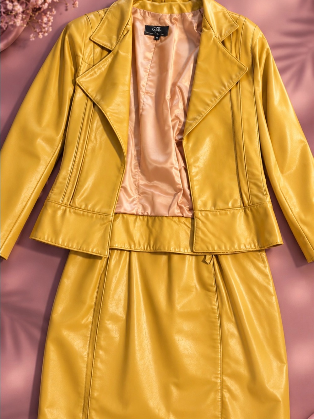 Clio Women's Yellow Faux Leather Blazer